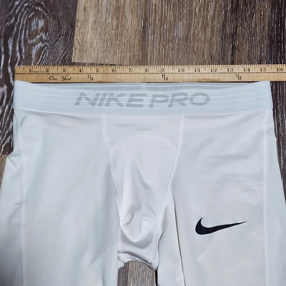 NIKE Pants Mens L PRO DRI FIT Training Tights Performance Pull On Athletic White